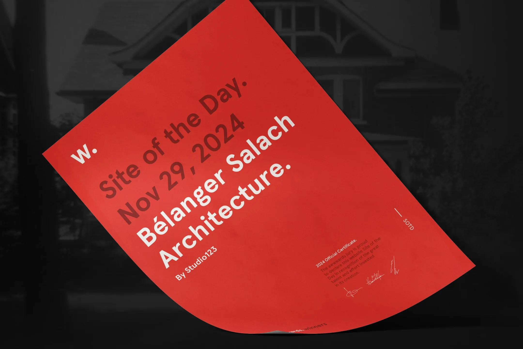 Studio123 wins three Awwwards for Bélanger Salach Architecture's 60 year anniversary website