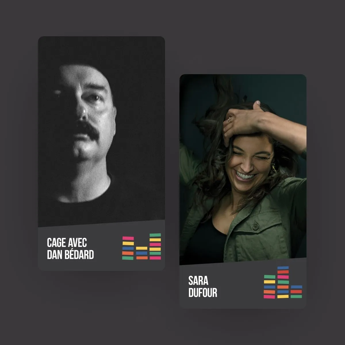Social media artist story graphics for La Slague's 2018-2019 season