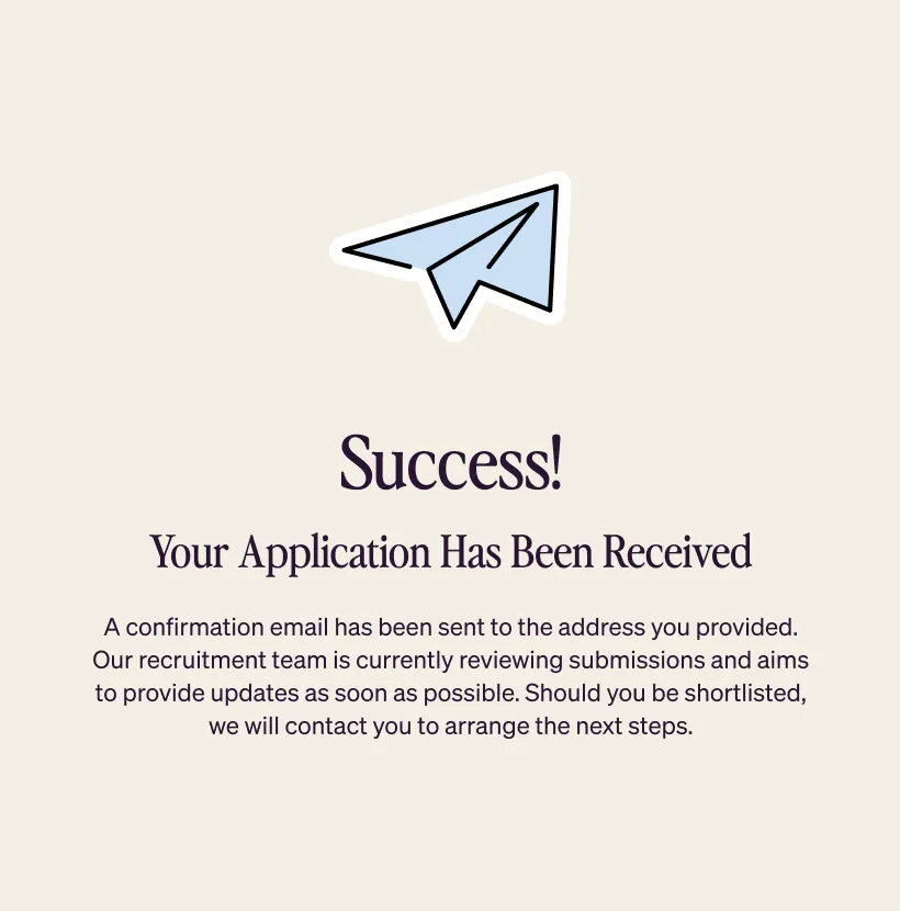 Form submission success state with custom icon