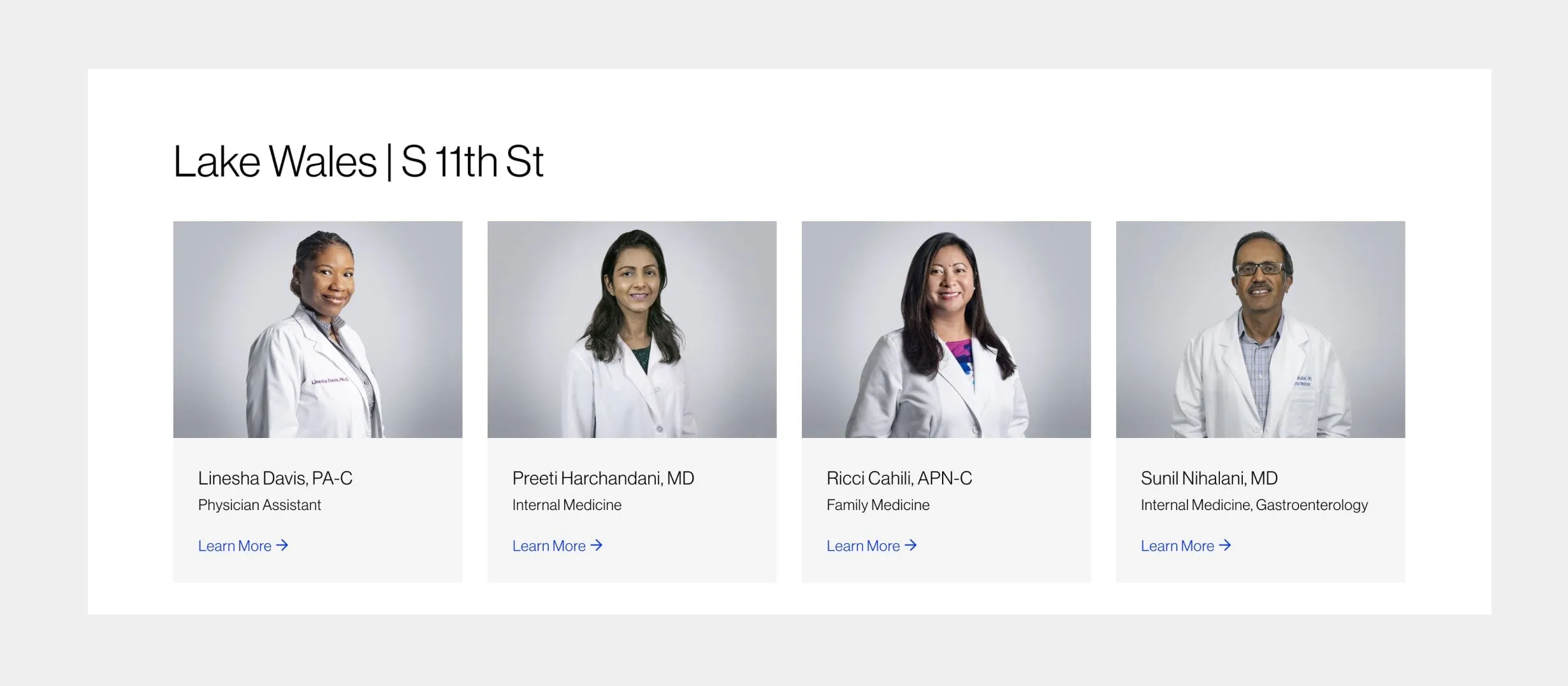 Providers panel from MaxHealth website