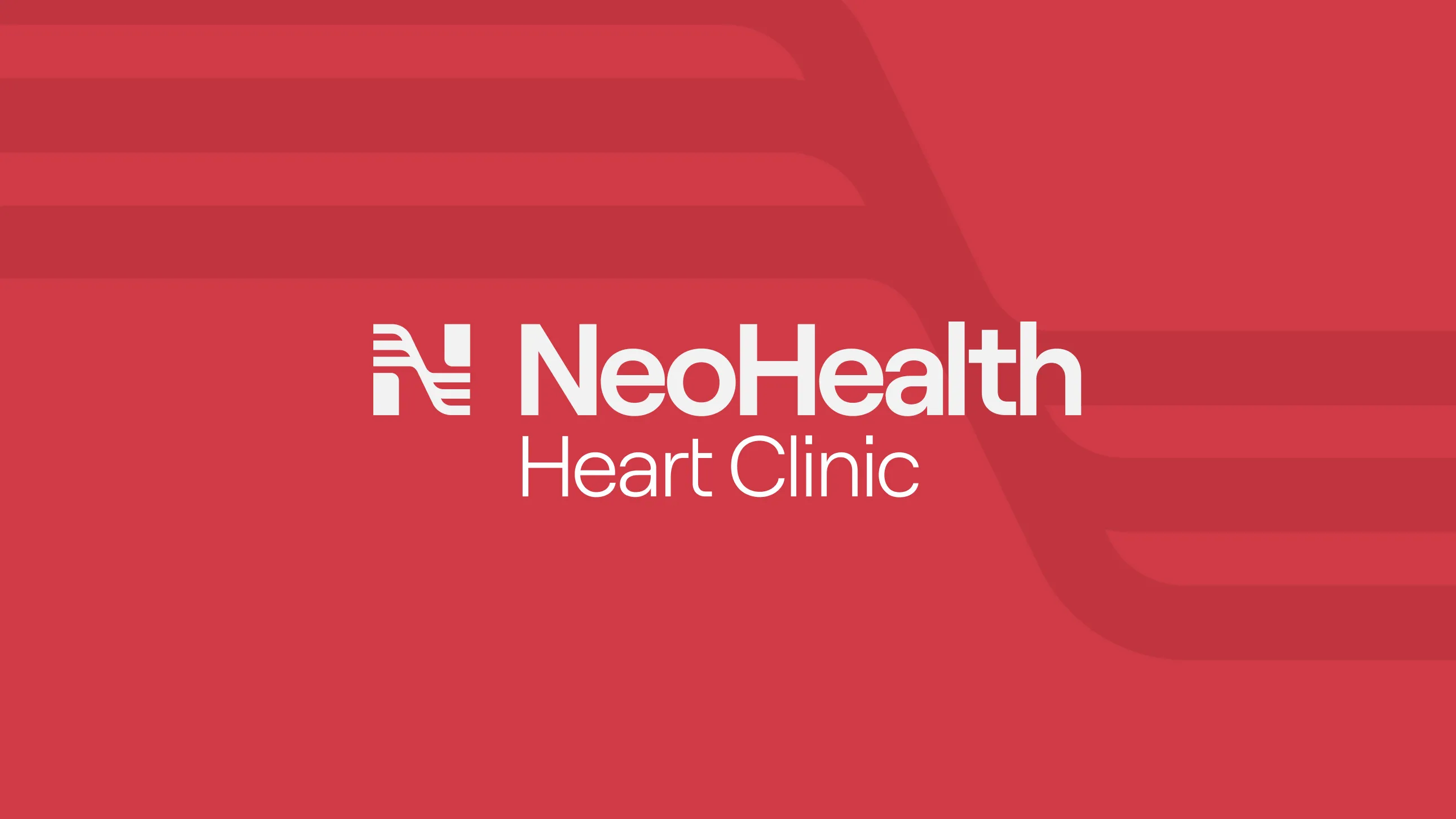 White NeoHealth Heart Clinic sub-brand logo on red background.
