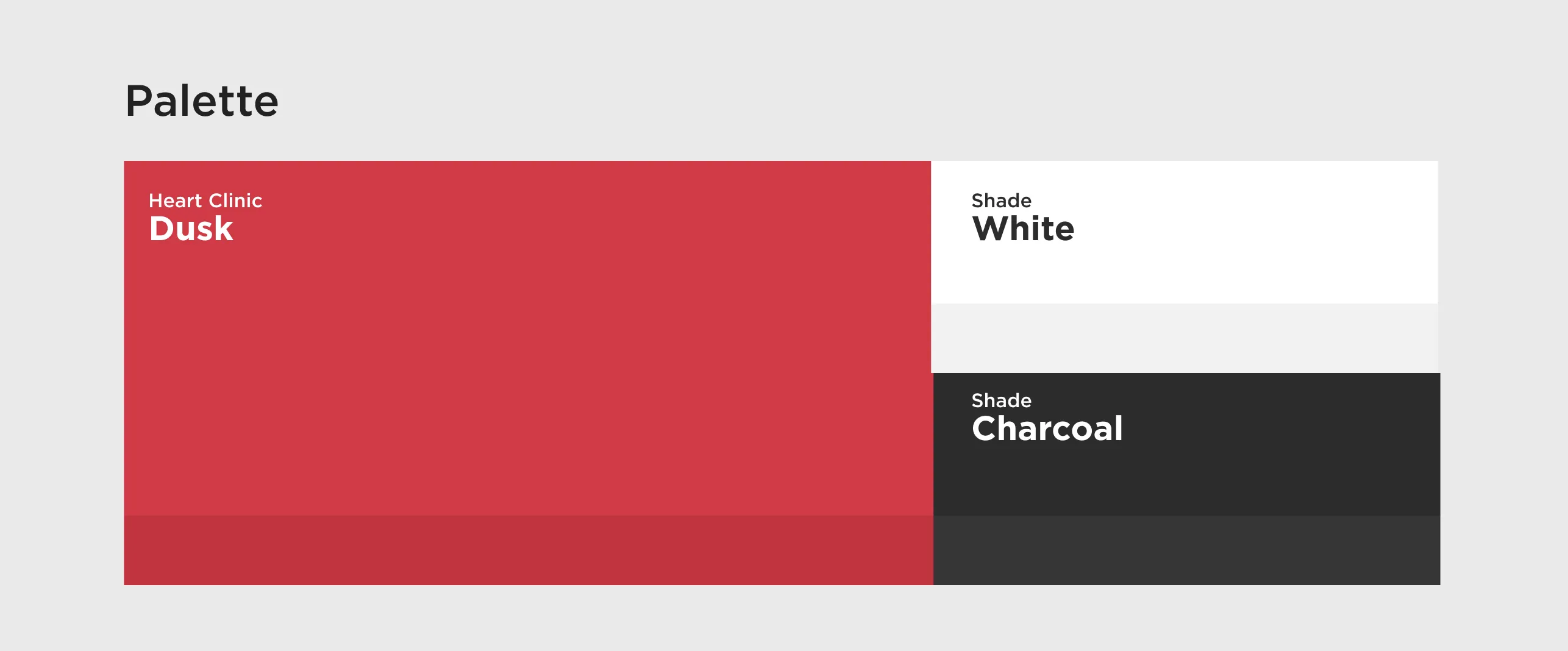 Branded NeoHealth Heart Clinic colour palette with red, white and charcoal.