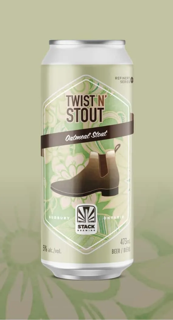 Green Twist N Stout Stack Brewing can packaging design