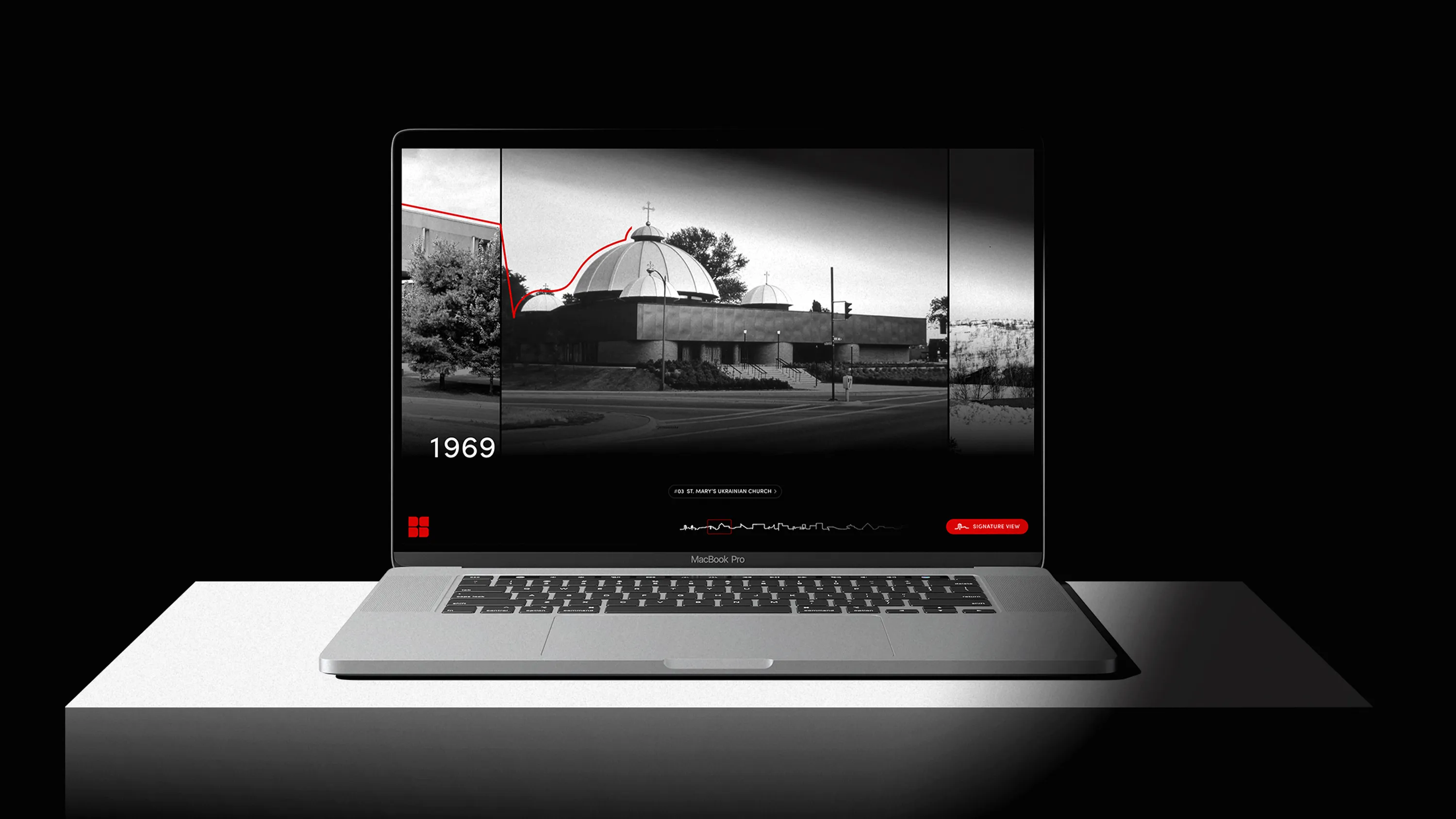 Desktop version of Bélanger Salach Architecture website on laptop screen