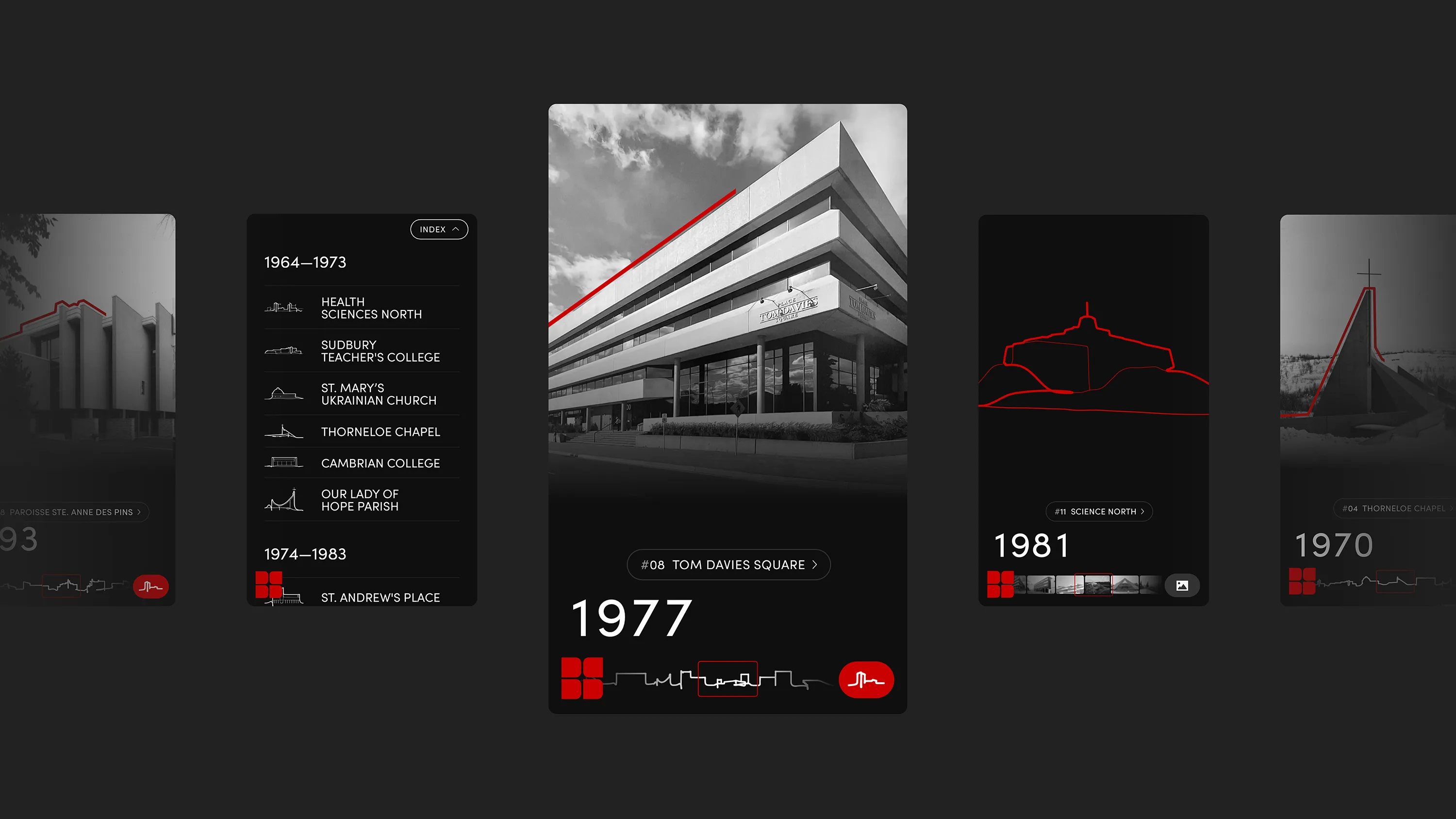 Various mobile screens from Bélanger Salach Architecture website
