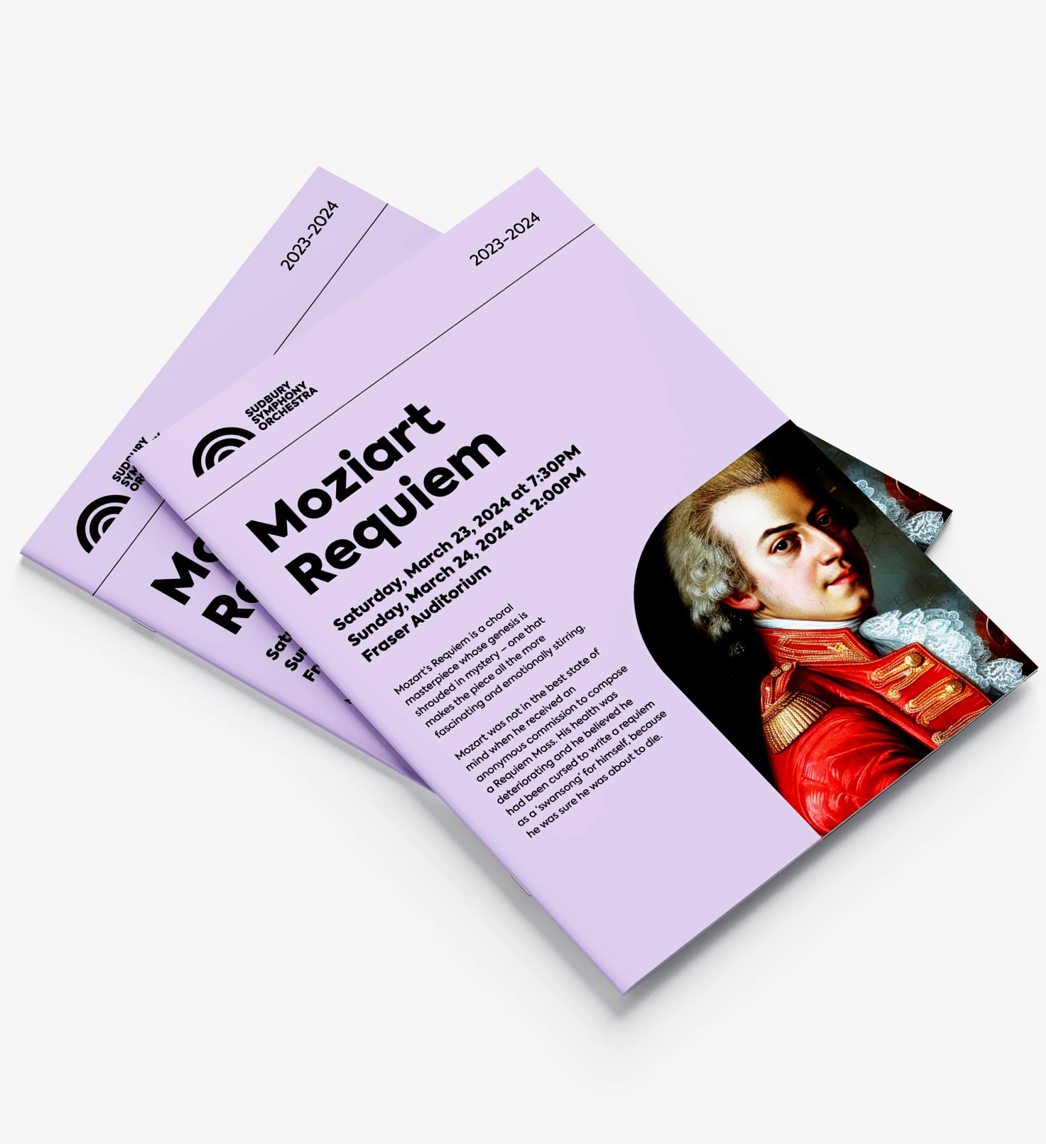 The information describes a flyer for the Sudbury Orchestra's 2023-2024 season.