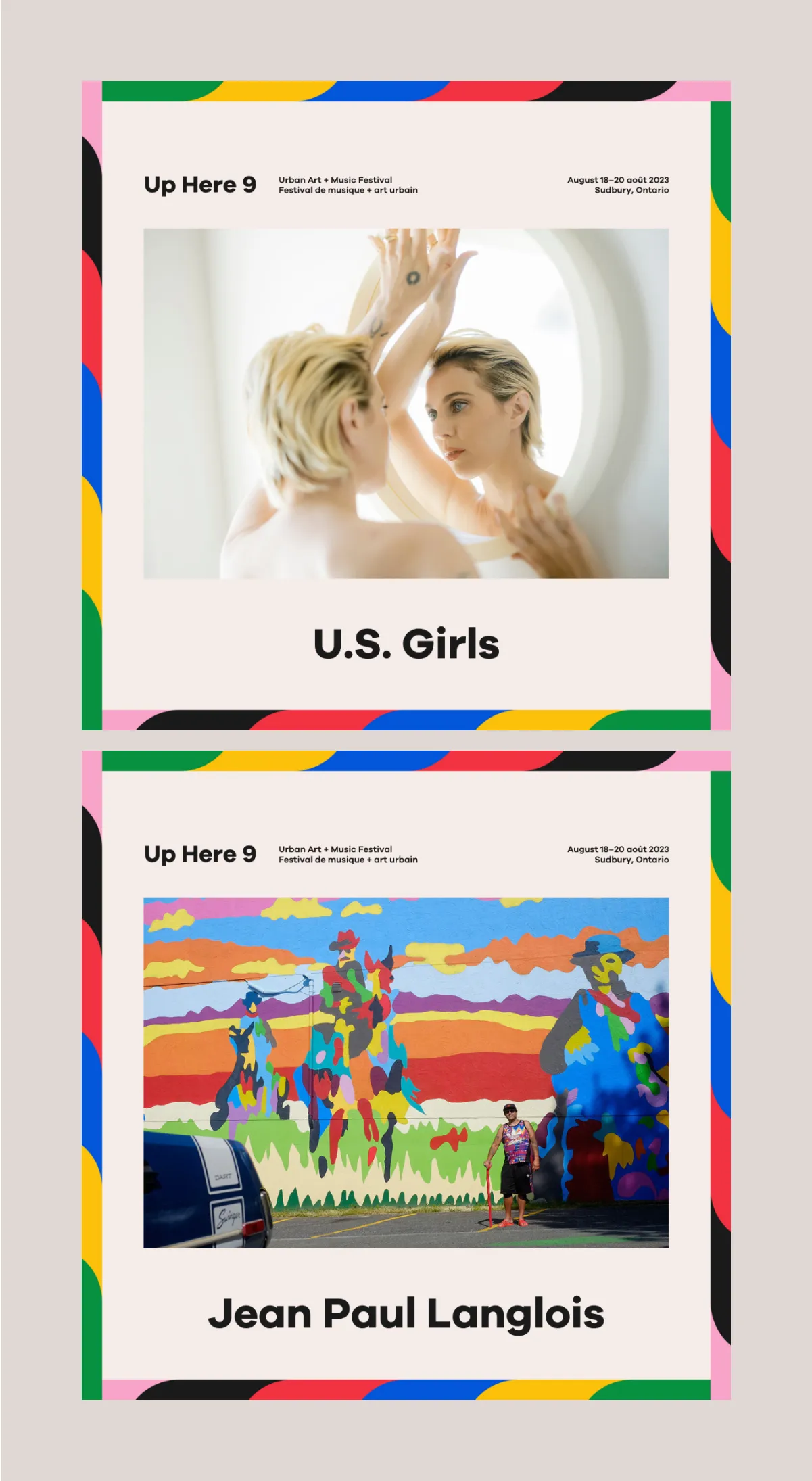 Two Up Here 9 square artist ads.