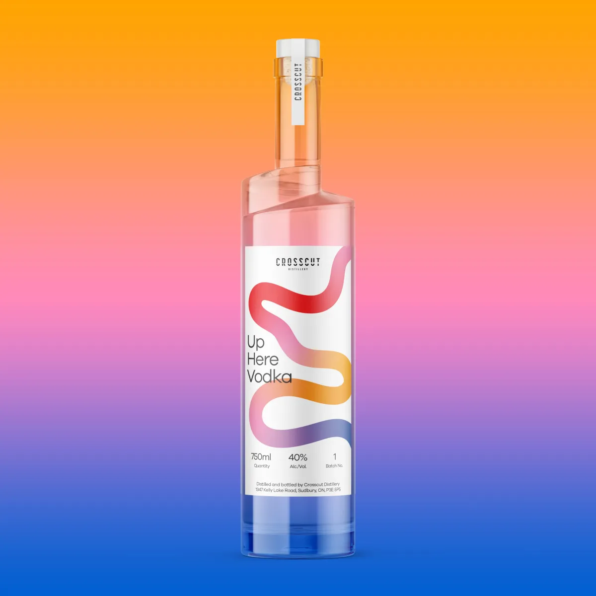 Up Here 10 vodka label design mockup.