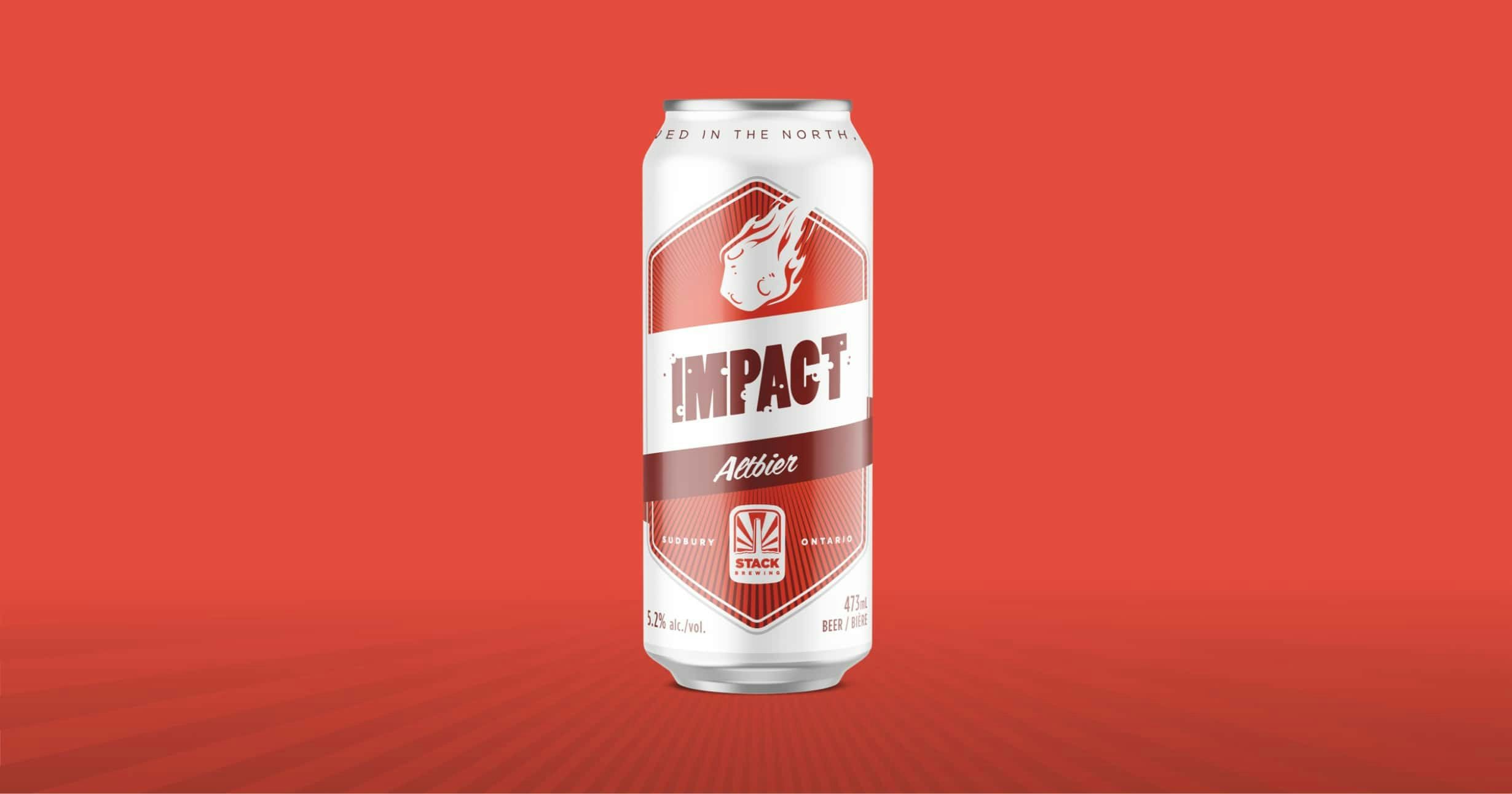 Orange Impact Stack Brewing can packaging design