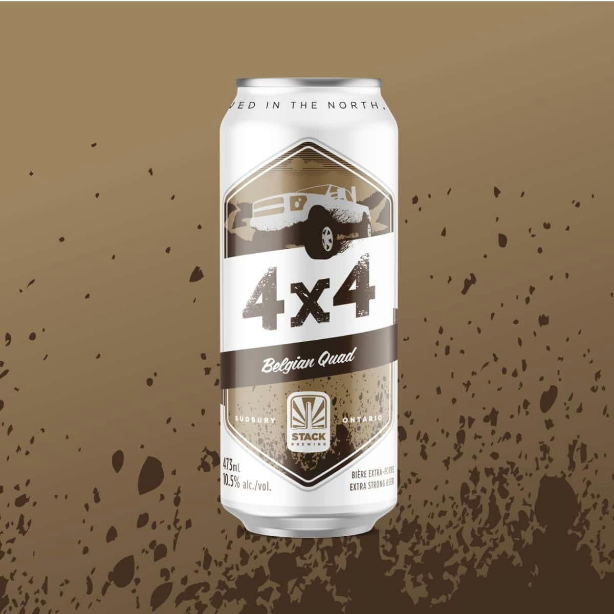 Brown 4x4 Stack Brewing can packaging design