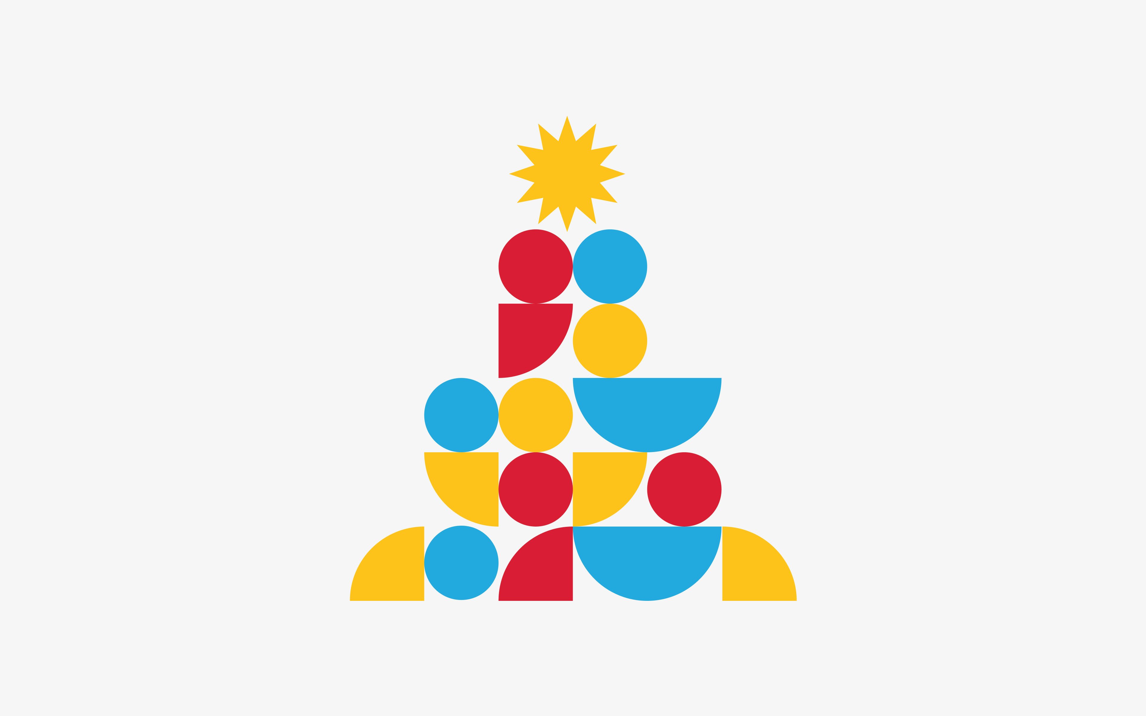 Christmas tree made up of colourful shapes