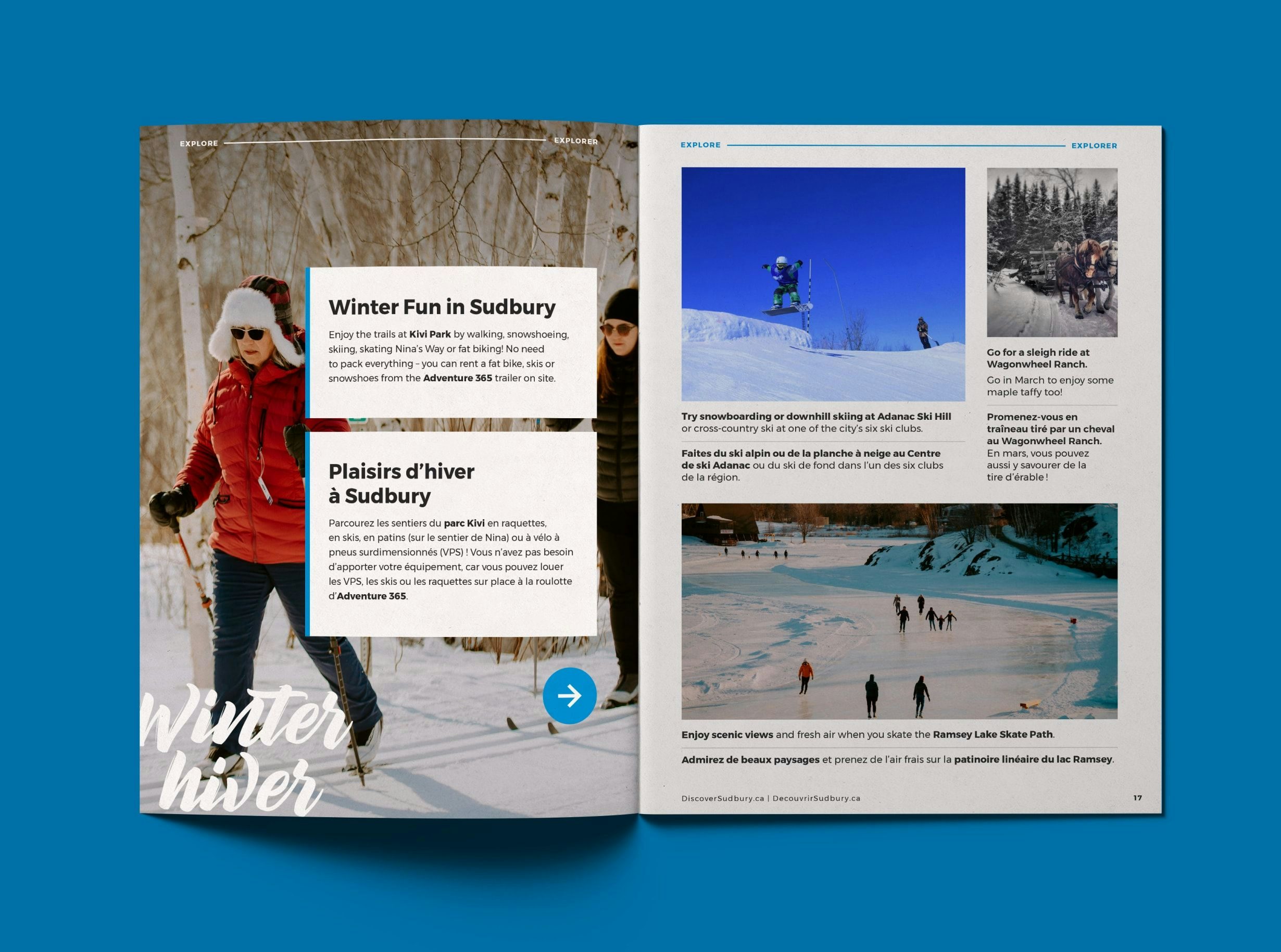 Print spread from 2022 Visitor Guide City from the City of Greater Sudbury
