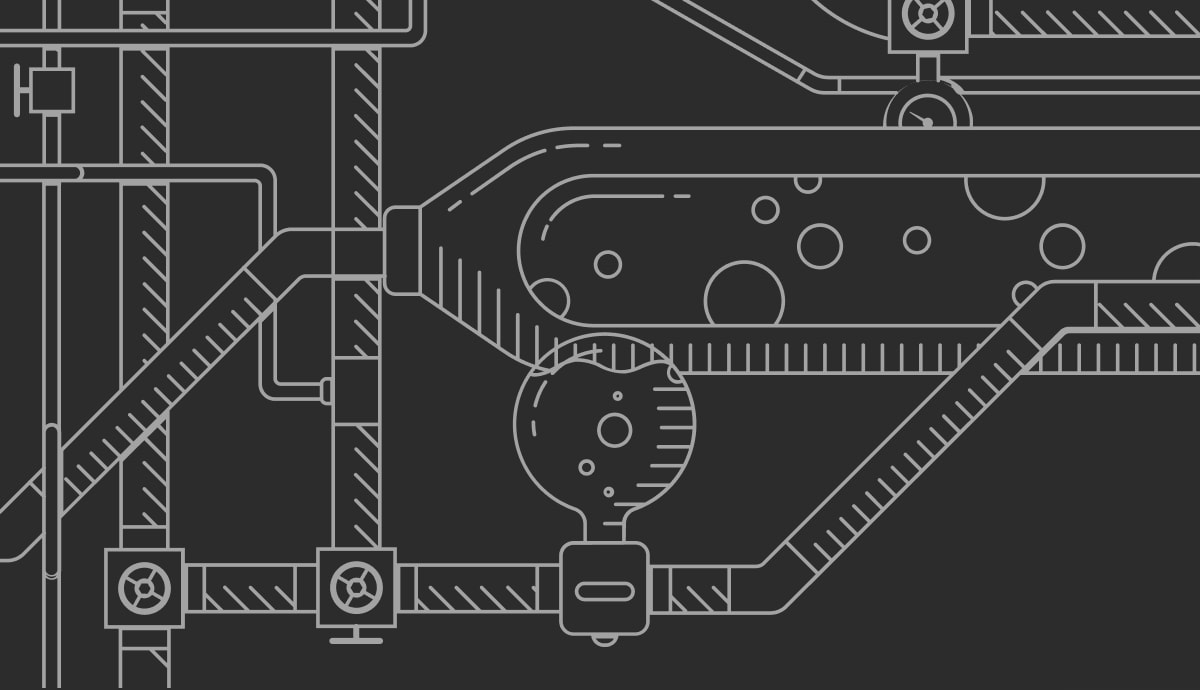 Close up of pipe work details from Crosscut Distillery's label