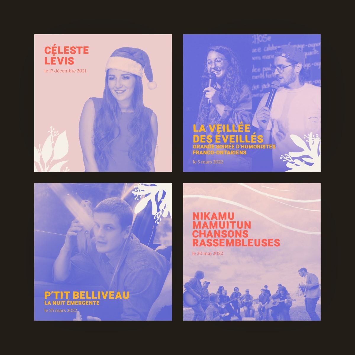 Branded social media artist post graphics for La Slague's 2022-2023 season