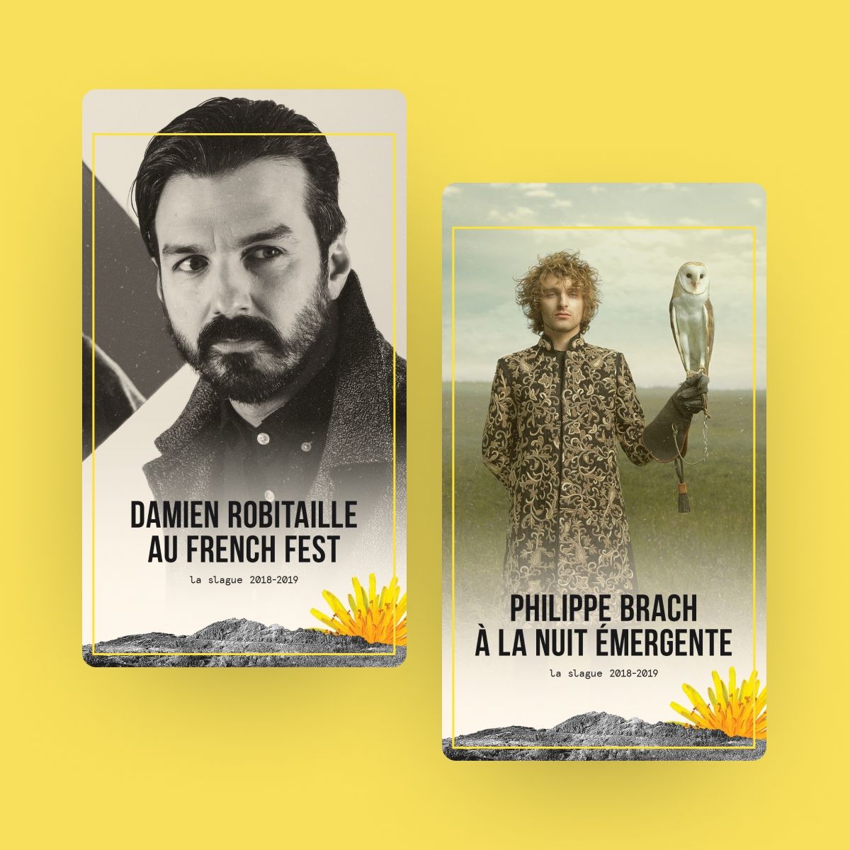 Social media story graphics for La Slague's 2018-2019 season