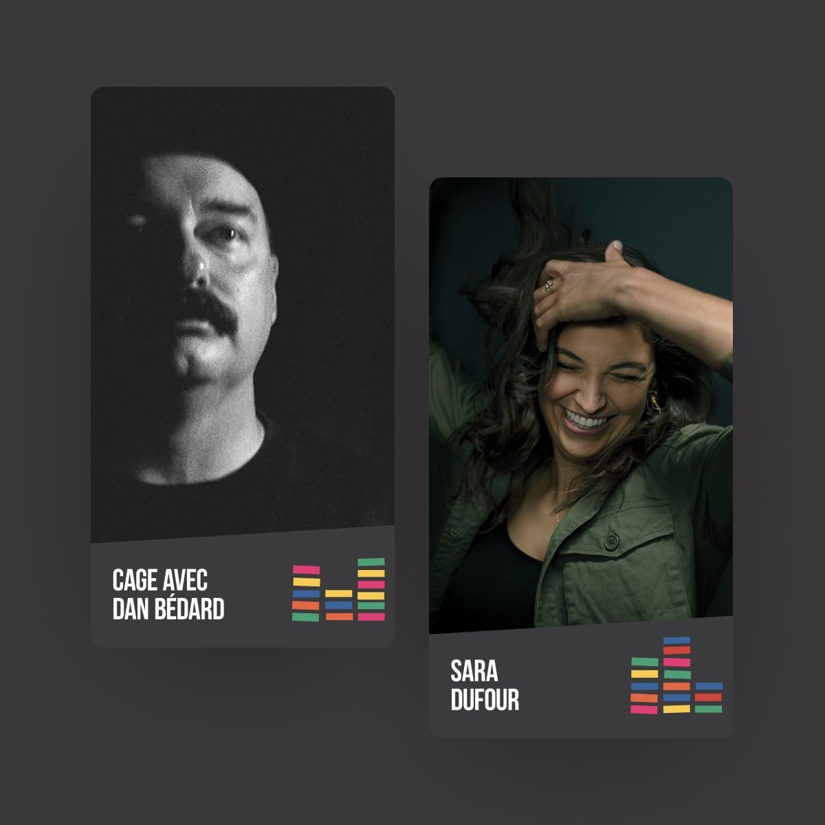 Social media artist story graphics for La Slague's 2018-2019 season