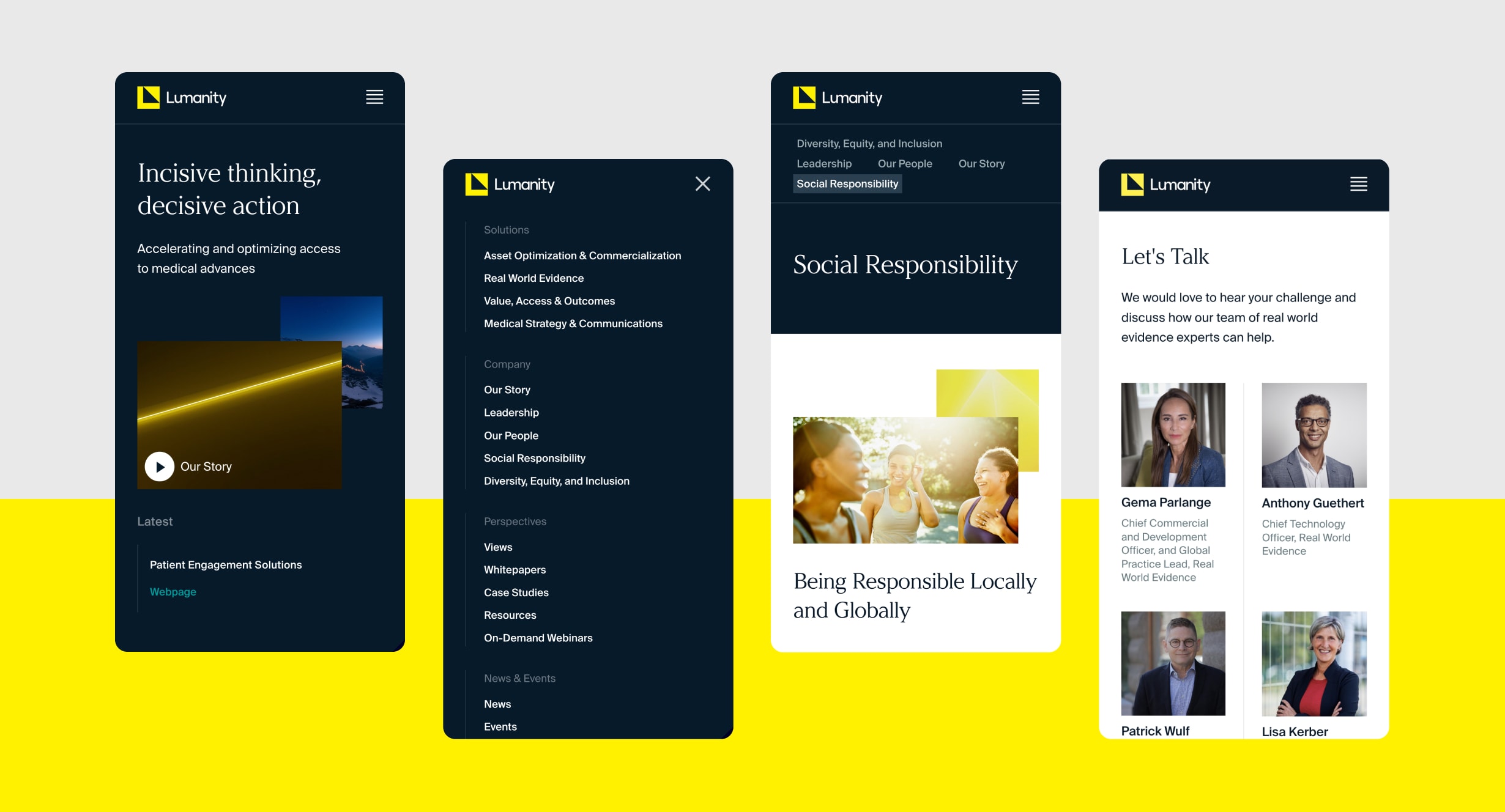 Four mobile mockups from Lumanity website