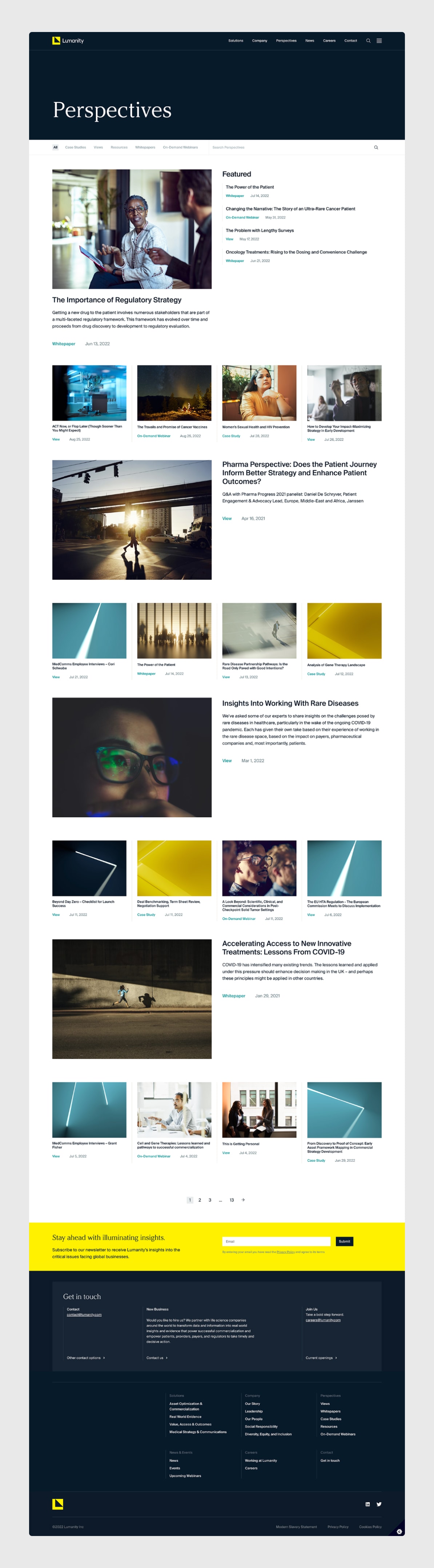 Desktop view of the Perspectives landing page
