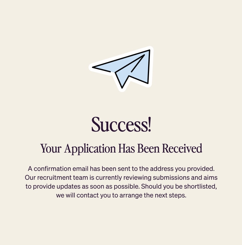 Form submission success state with custom icon