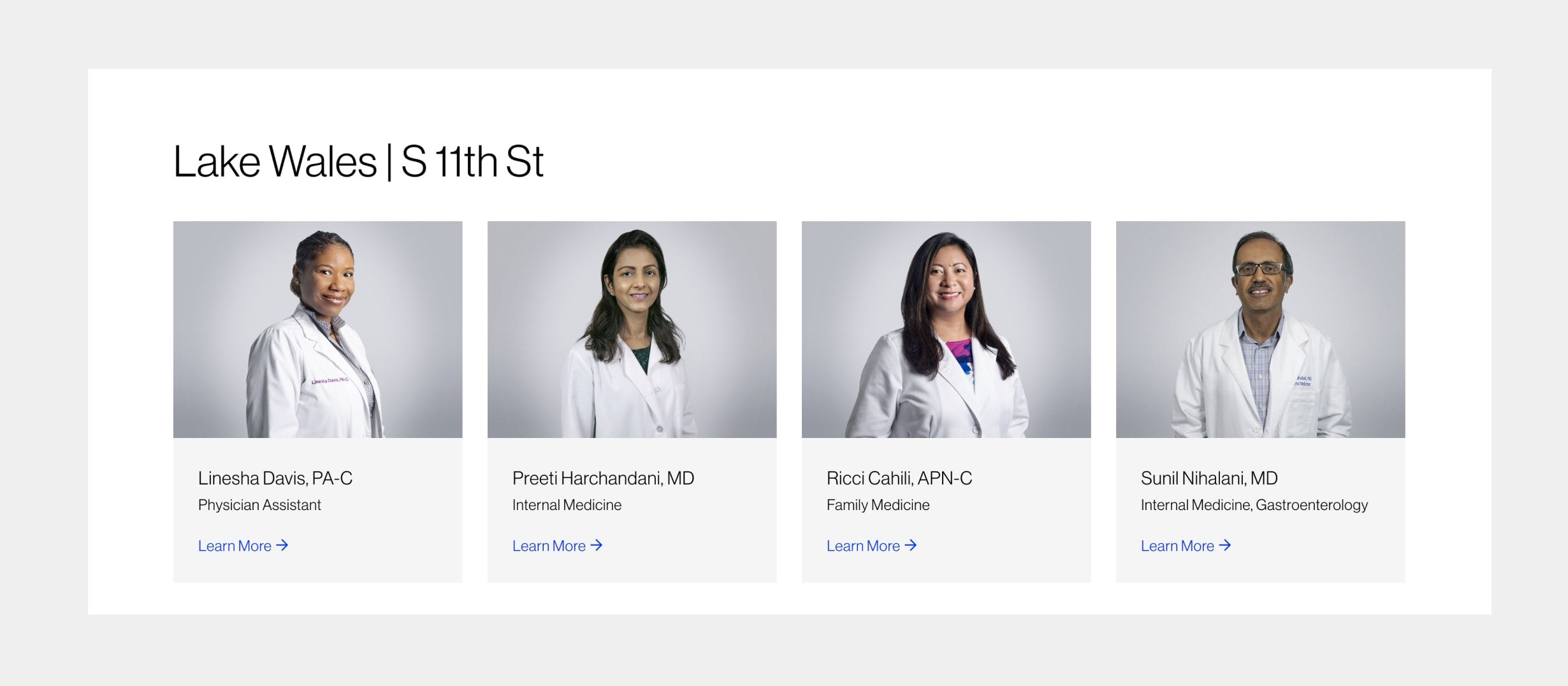 Providers panel from MaxHealth website