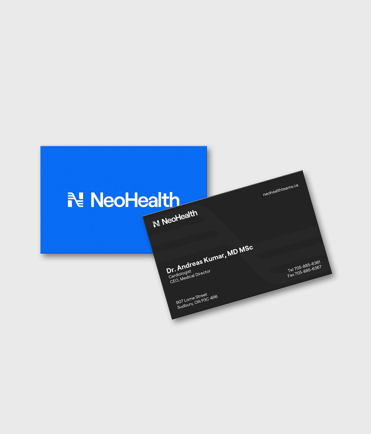 NeoHealth business card for Sudbury cardiologist Dr. Andreas Kumar