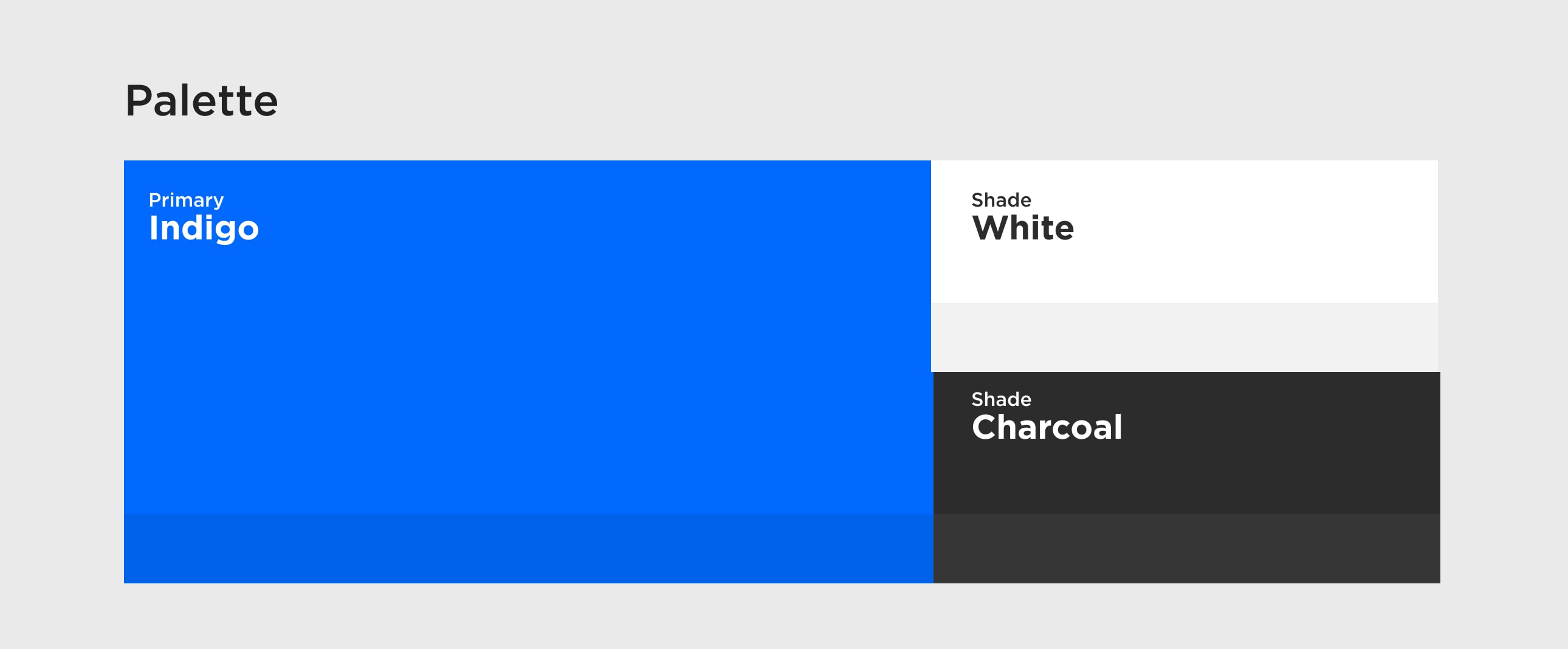 Branded NeoHealth colour palette with Indigo blue, white and charcoal.