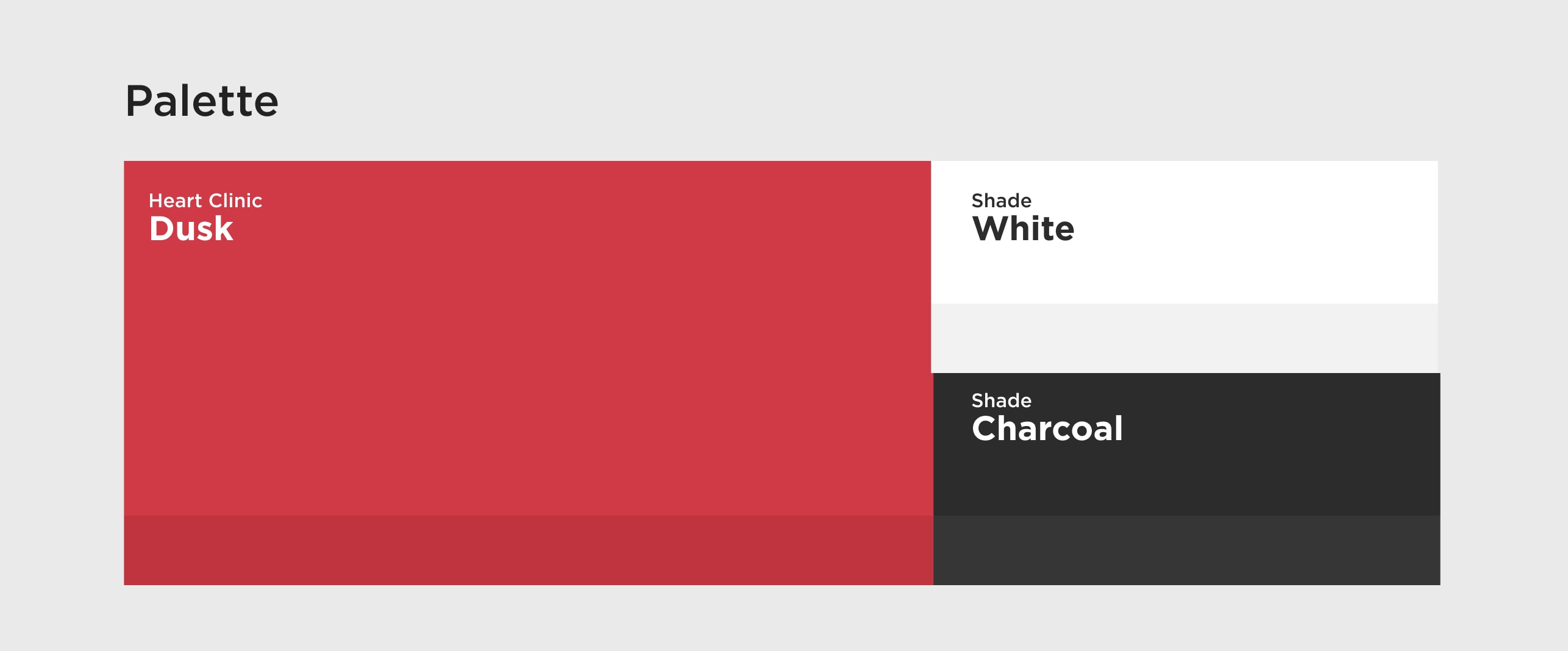Branded NeoHealth Heart Clinic colour palette with red, white and charcoal.