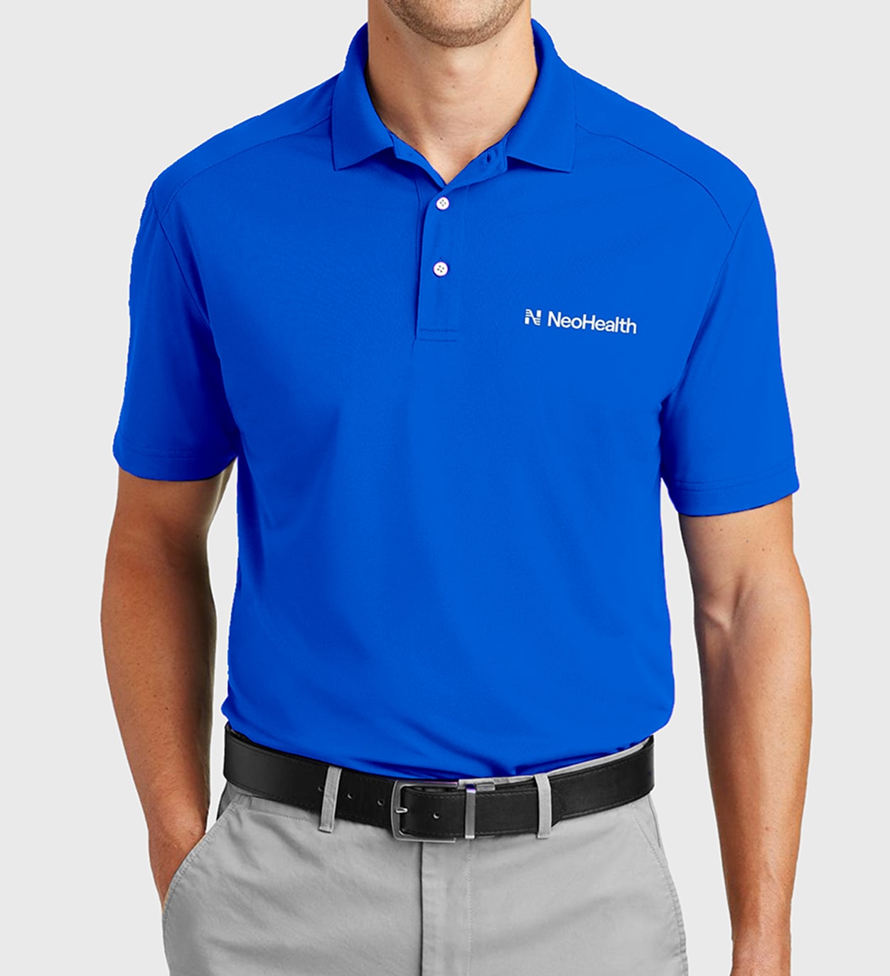 Branded polo with NeoHealth logo embroidered