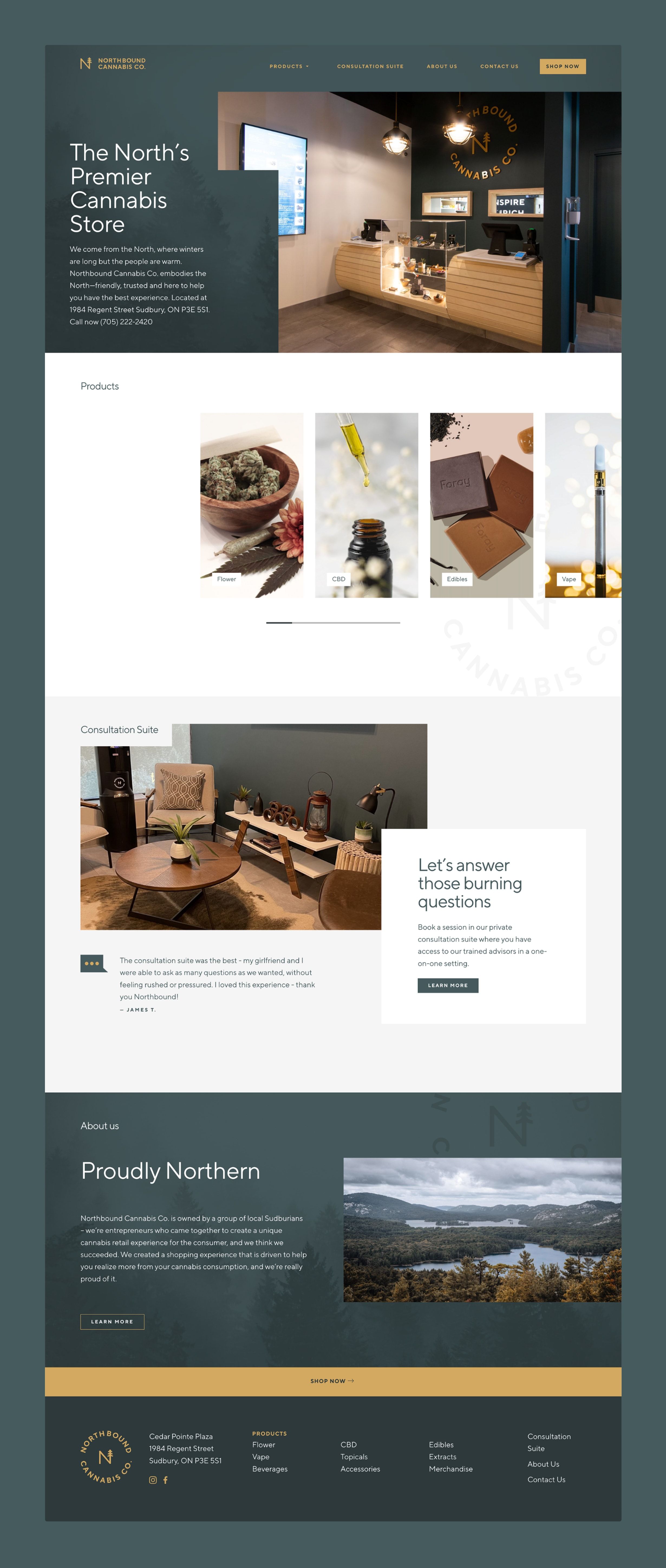 Mockup of Northbound Cannabis Co. website homepage