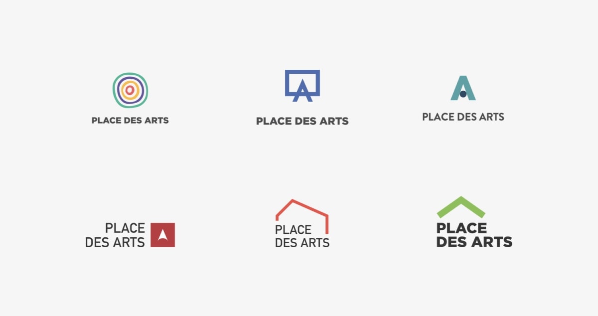 Original brand explorations for Place des Arts