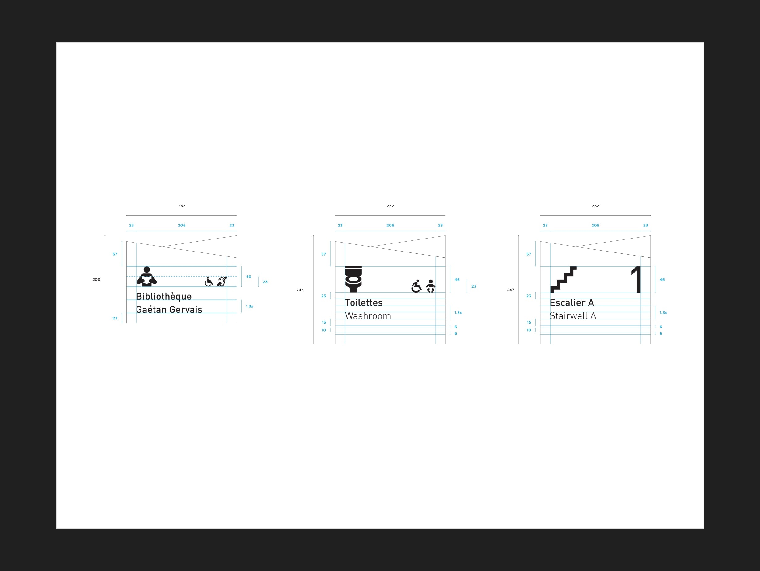 Signage schematics for Place des Arts