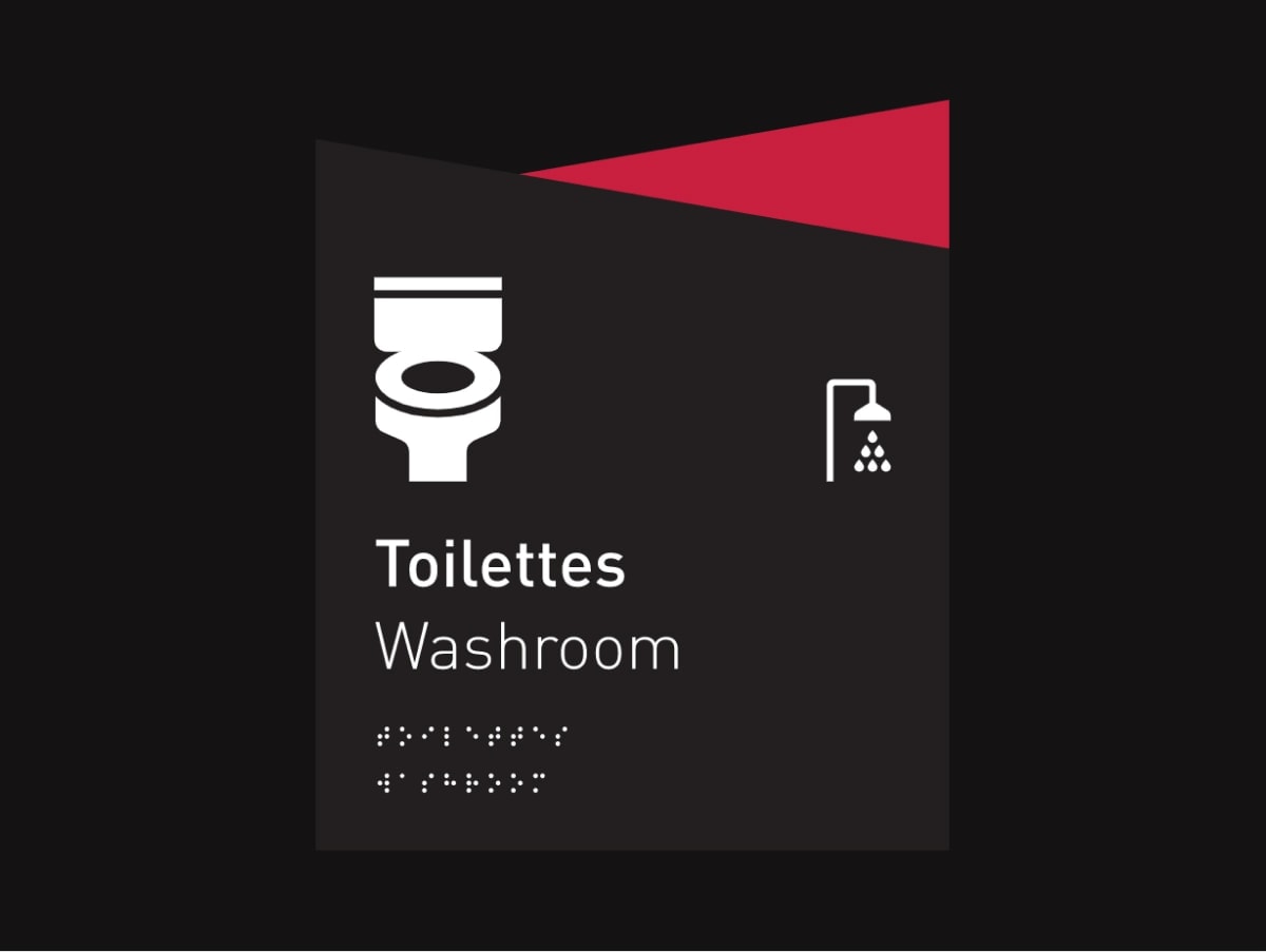 Washroom sign design for Place des Arts