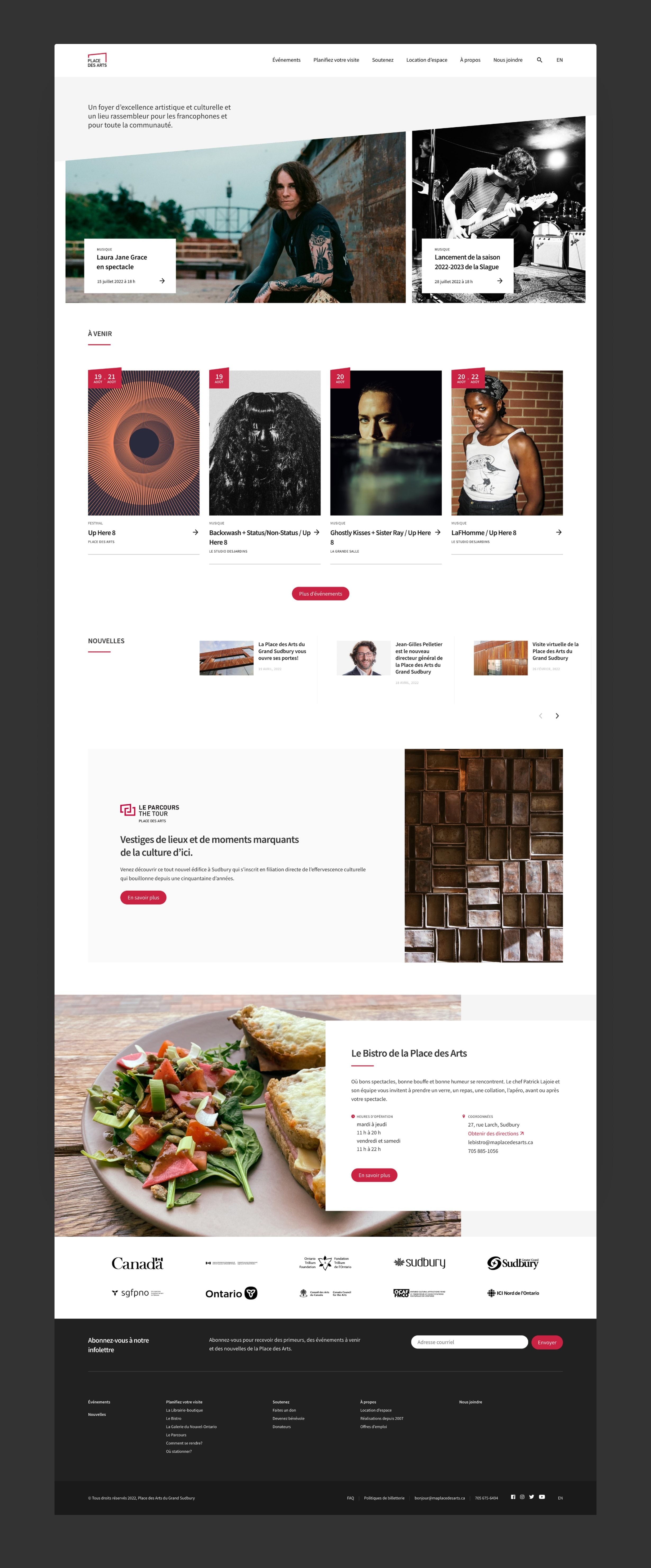 Mockup of Place des Arts website homepage