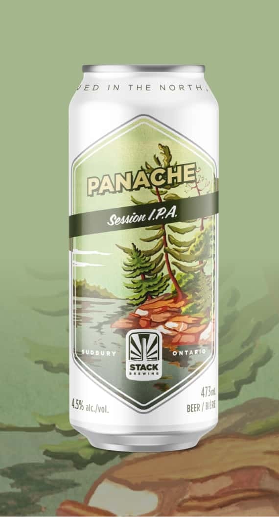 Green Panache Stack Brewing can packaging design
