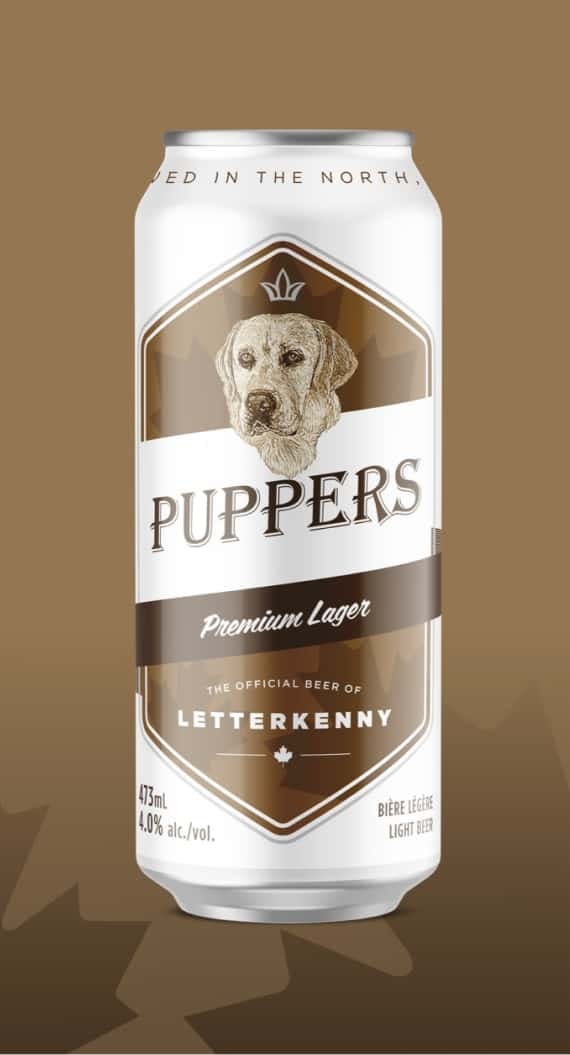 Brown Puppers Stack Brewing can packaging design