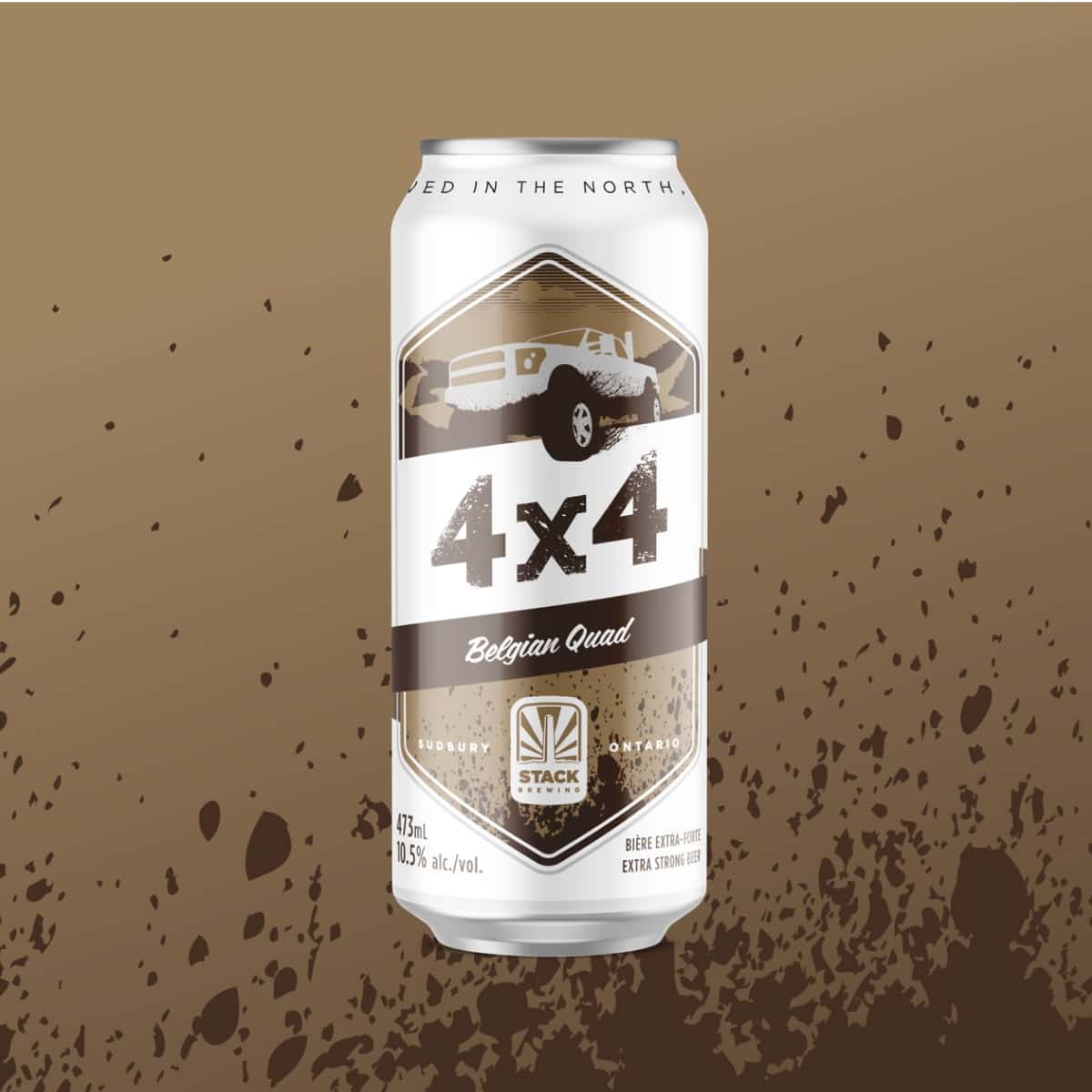 Brown 4x4 Stack Brewing can packaging design