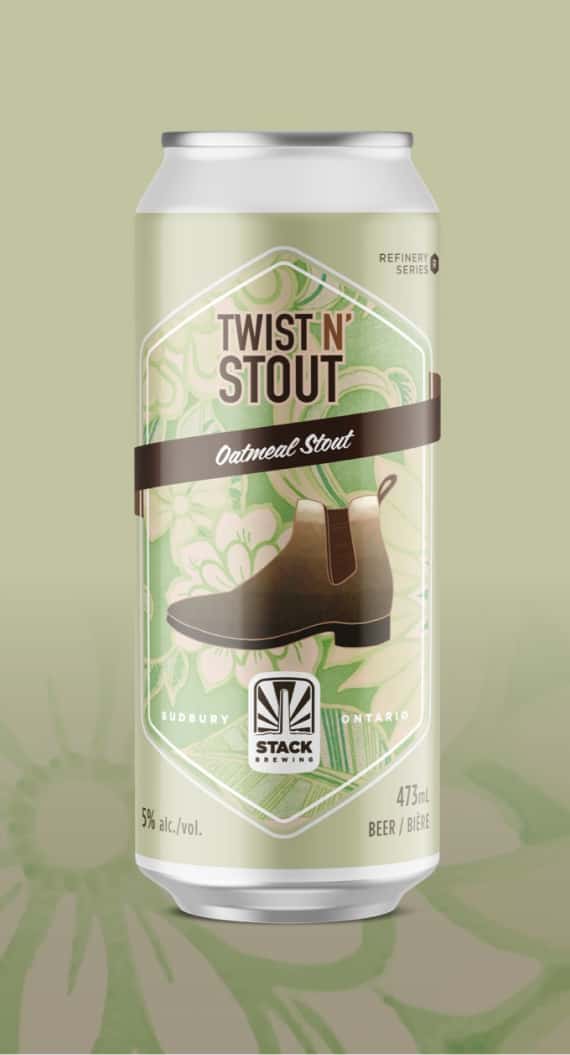 Green Twist N Stout Stack Brewing can packaging design