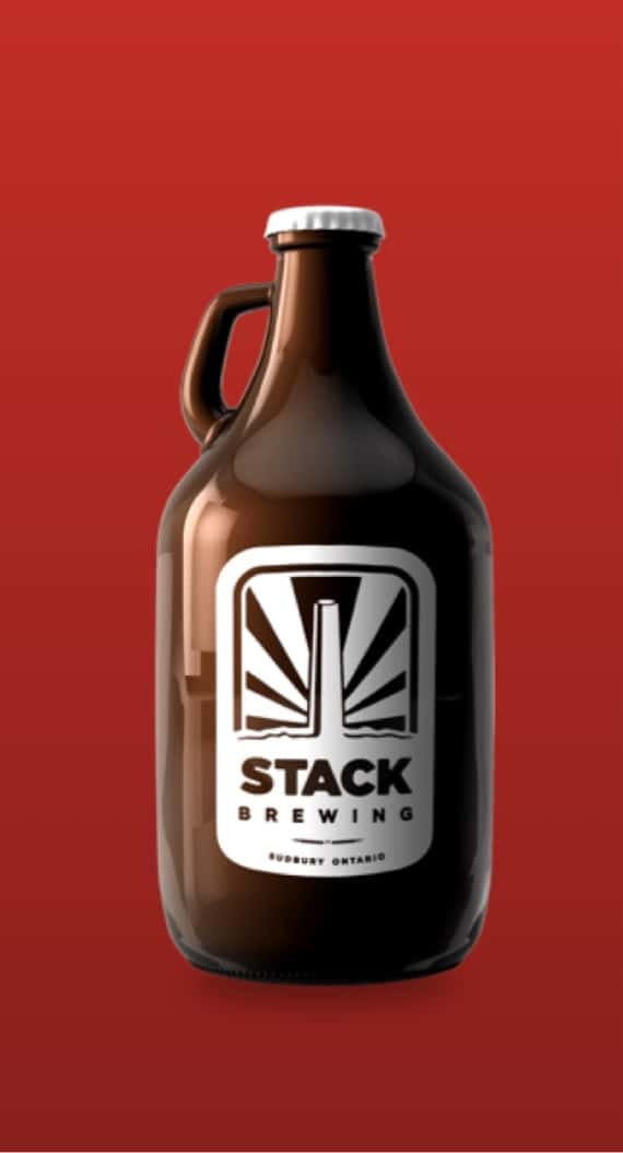 Stubby bottle with Stack Brewing logo on front