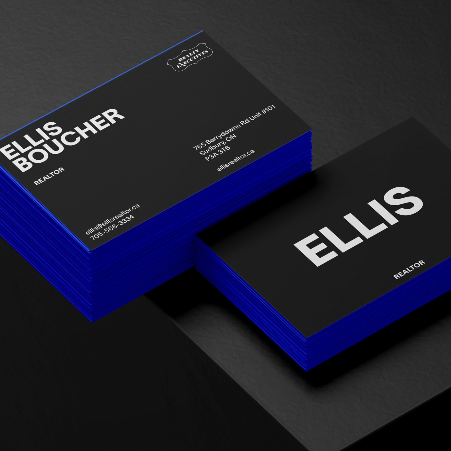 A set of elegant business cards displaying the name "Ellis," emphasizing a professional identity.
