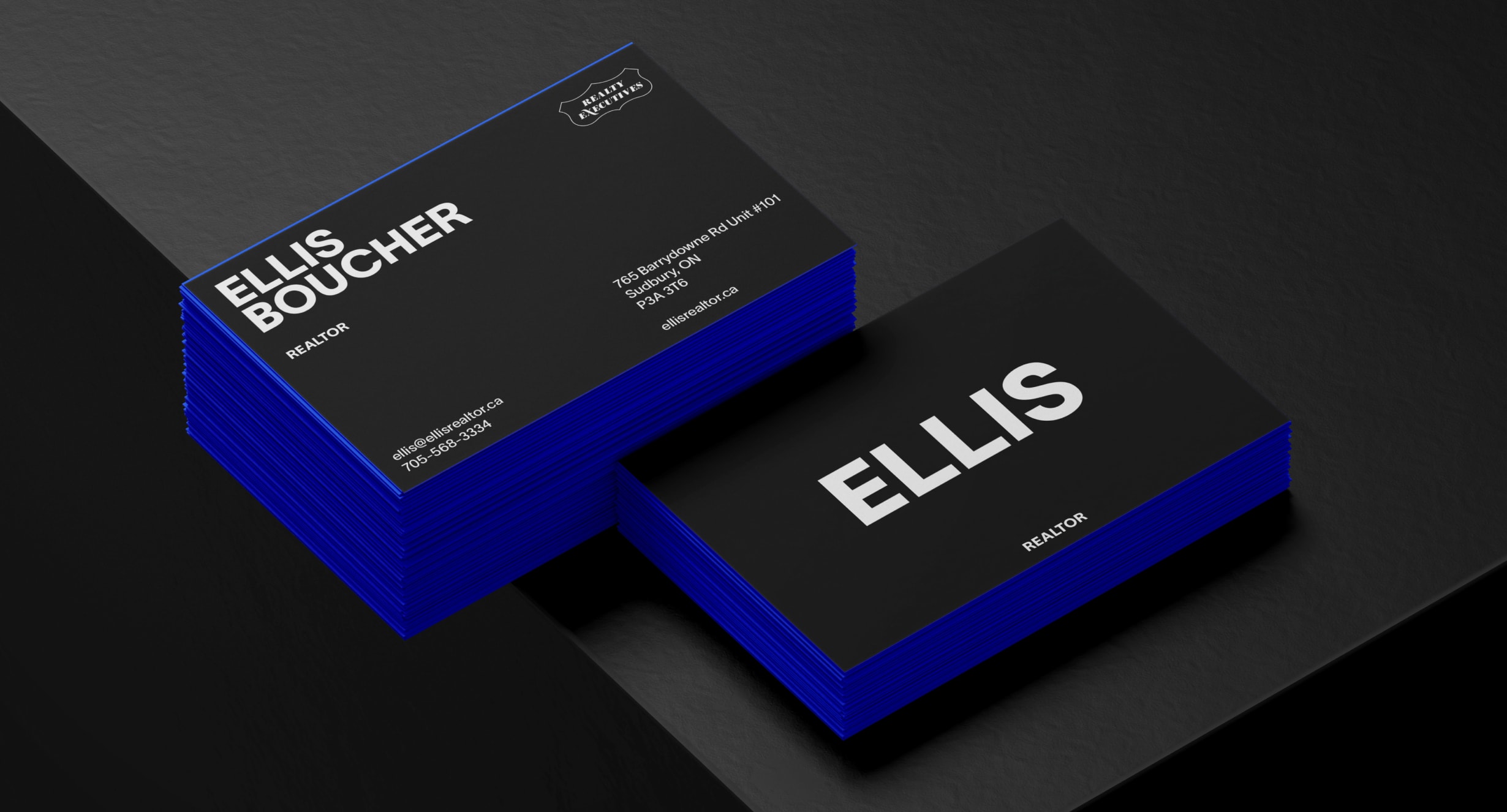 A set of elegant business cards displaying the name "Ellis," emphasizing a professional identity.